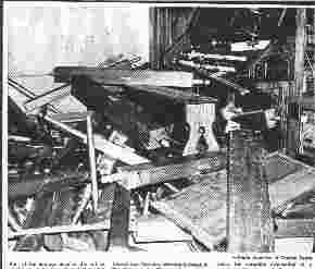 Scanned Newspaper photo of the destroyed Hilgreen-Lane Organ